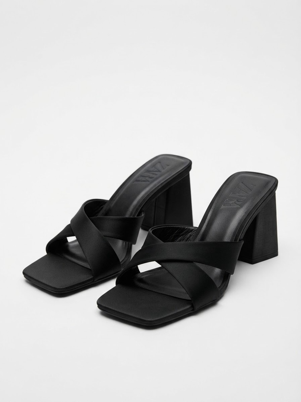 ZARA Black Crisscross Mule Heels